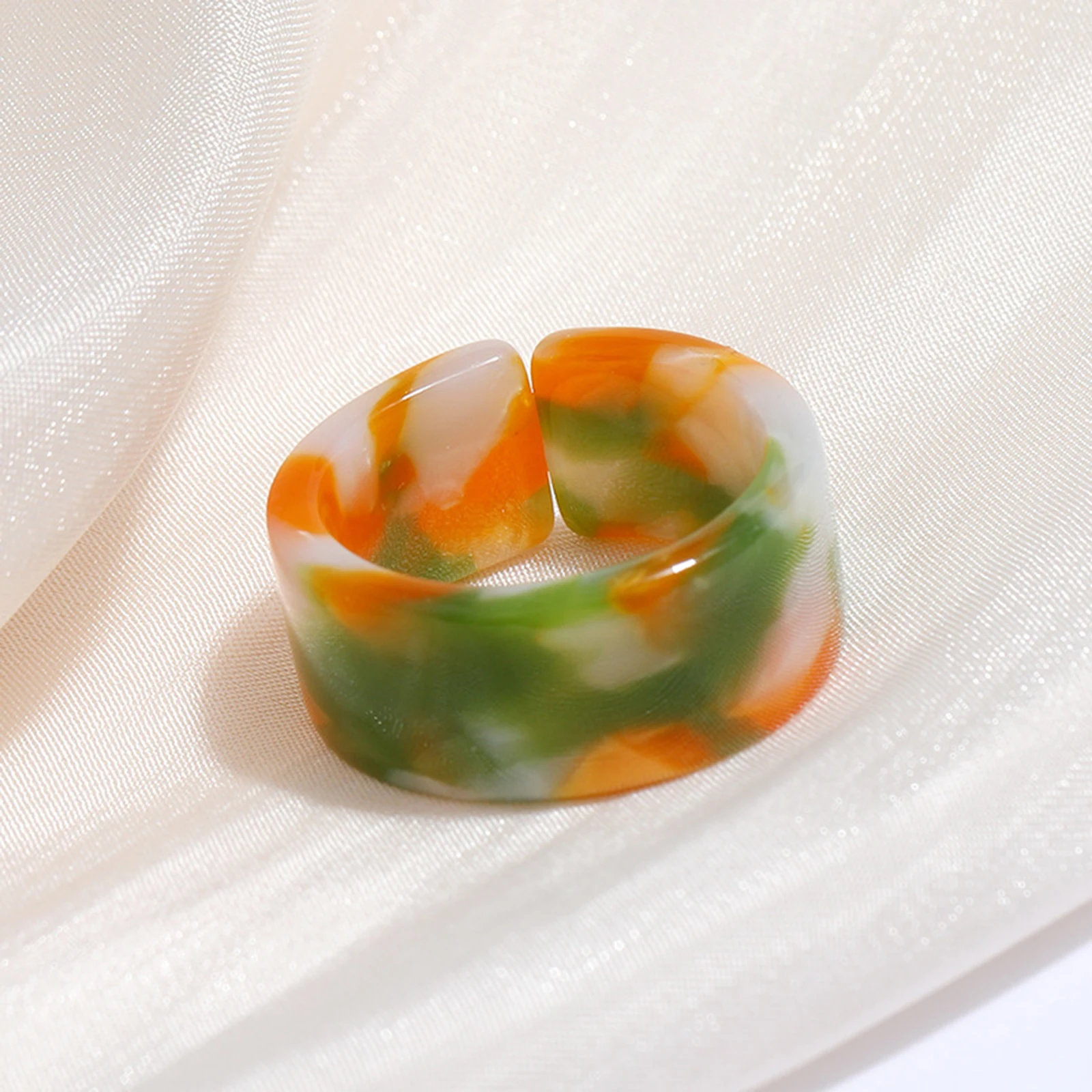 Vintage Simple Opening Ring Aesthetic Acetate Colorful Acrylic Thick Round Rings - £11.15 GBP