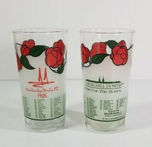 1986 Kentucky Derby  Churchill Downs 2 Frosted Glasses Green Red Roses Horse - £8.60 GBP