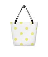 Autumn LeAnn Designs® | White with Yellow Polka Dots Large Tote Bag - £28.55 GBP