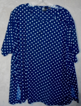 Vintage JK Knits Womens 26-28 Blouse Polka Dot Pullover Top Blue White SS - £8.31 GBP