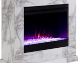Dendale Faux Marble Color Changing Electric Fireplace, White-Gray Veining - £653.91 GBP