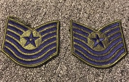 1 PAIR 2 PATCHES 1976-1993 USAF Air Force Rank Patch MASTER SERGEANT E-7... - $17.99