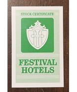 1962-95 ACQUIRE Game Parts Original 1976 Festival Hotels Stock Certificate - $1.94 CAD