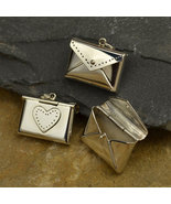 Sterling Silver Envelope Locket Pendant with Heart 19x18mm - $1,059.93 MXN