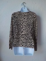 KFG Made Italy Knit Top Animal Print Sequin Accent Long Sleeve Women XL ... - £18.15 GBP