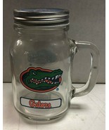 NCAA Florida Gators Mason Jar 20oz Glass With Lid Mug Cup - £22.01 GBP