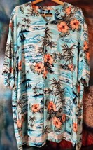 George Men&#39;s Hawaiian Shirt 2XL Light Blue with Palm Trees, Sailing Ships - £8.01 GBP