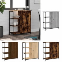Industrial Wooden Sideboard Storage Cabinet Unit With Door Shelves &amp; Metal Frame - £72.40 GBP+