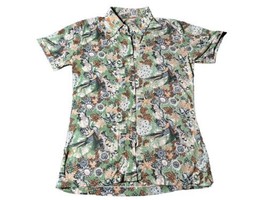 VTG 70s Polyester Disco Leisure Ornate Floral Print Shirt Groovy Womens Medium - £25.63 GBP