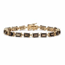 PalmBeach Jewelry 16 TCW Smoky Quartz Gold-Plated Tennis Bracelet 7.25&quot; - £62.27 GBP