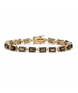 PalmBeach Jewelry 16 TCW Smoky Quartz Gold-Plated Tennis Bracelet 7.25&quot; - £63.10 GBP