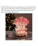 Cordless Rose Flower Lamp Touch Dimming Crystal Night Light with Vase Red - €12,74 EUR