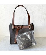 Calvin Klein Nola Brown Belted Signature Tote and Zipper Pouch - $722.54 MXN