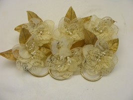 Vintage Handmade Napkin Rings Set of 6 Cream Lace w White Bead Pollen #41 - $368.72 MXN