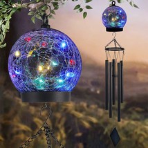 Garden Wind Chimes Outdoor, Solar Hanging Glass Ball Wind Chimes with 15... - £31.38 GBP