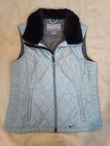 Nike Light Blue With Black Faux Fur collar Vest Size Medium Women&#39;s - $16.99