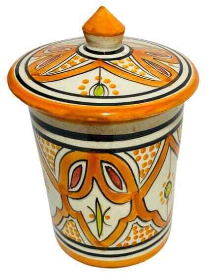 GGE "KECHLA" FASSI ORANGE MultiPurpose MOROCCAN COFFEE SUGAR CANISTER COOKIE JAR