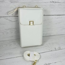 Crossbody Cellphone Wallet Purse Lightweight Handbag White Faux Leather - $39.99