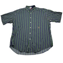 Tommy Hilfiger Shirt Mens Large Blue Green Striped Logo Button Up Casual  - £19.76 GBP