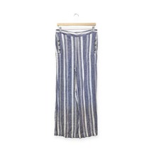 Christian Siriano Linen Stripe Wide Leg Pants Size L Large Blue and White - £31.74 GBP