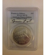 PCGS Graded MS70 1994-W Women in the Military Jessica Lynch Silver Dollar  - $1,040.55 CAD