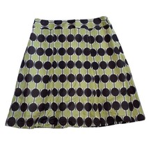 Kim Rogers A-Line Skirt ~ Sz 8P ~ 100% Cotton ~ Brown &amp; Greens ~ Lined ~ Pleated - £13.42 GBP