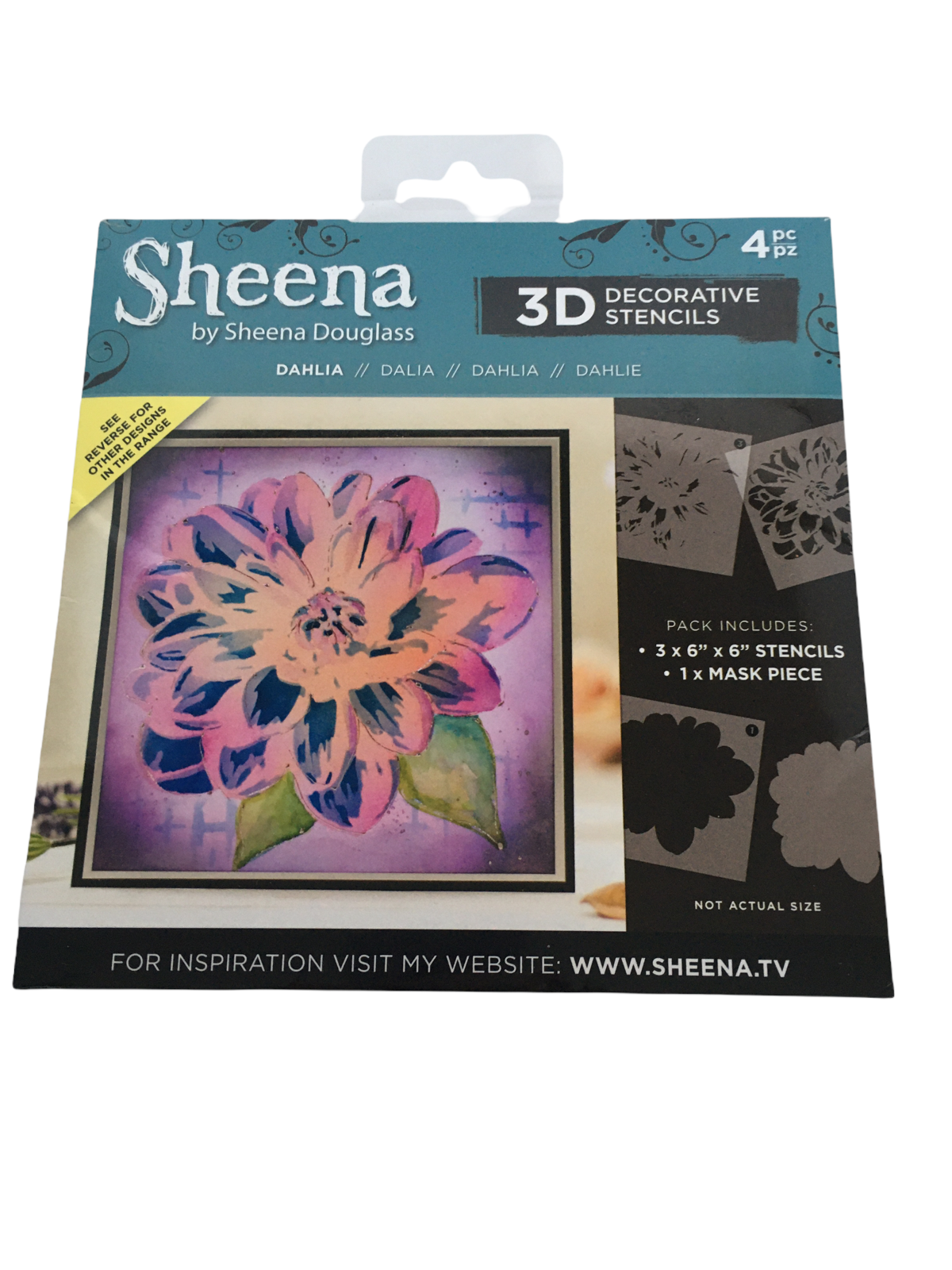 Primary image for Sheena Douglas 3D Decorative Stencils Set Dahlia Flower Card Making Furniture