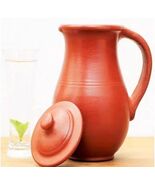 Handmade Terracotta Clay Classic Water jug with Lid Natural Earthen Clay... - $89.99