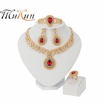 MUKUN Dubai Fashion Jewelry Sets Water Drop Shaped Necklace Bracelet Earrings Ri - £17.20 GBP