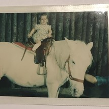 Vintage Color Photo Girl  Horse Pony Cute Adorable 1970s Kids Found Photo - £6.34 GBP