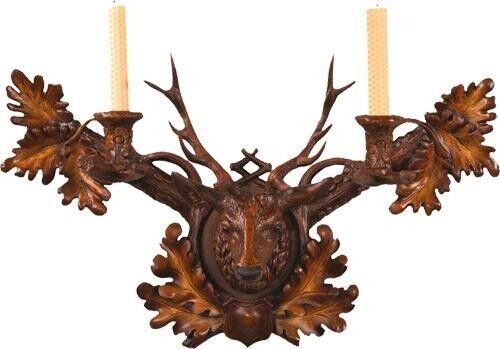 Primary image for Candle Sconce Rustic Stag Head Hand-Cast Resin OK Casting 2-Candleholders Wall
