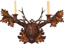 Candle Sconce Rustic Stag Head Hand-Cast Resin OK Casting 2-Candleholders Wall - £458.83 GBP