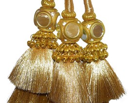 Indian traditional Paranda Braid Tassles Hair Accessory For Women Punjabi Golden - £19.38 GBP
