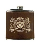Dunphy Irish Coat of Arms Leather Flask - Rustic Brown - £19.66 GBP