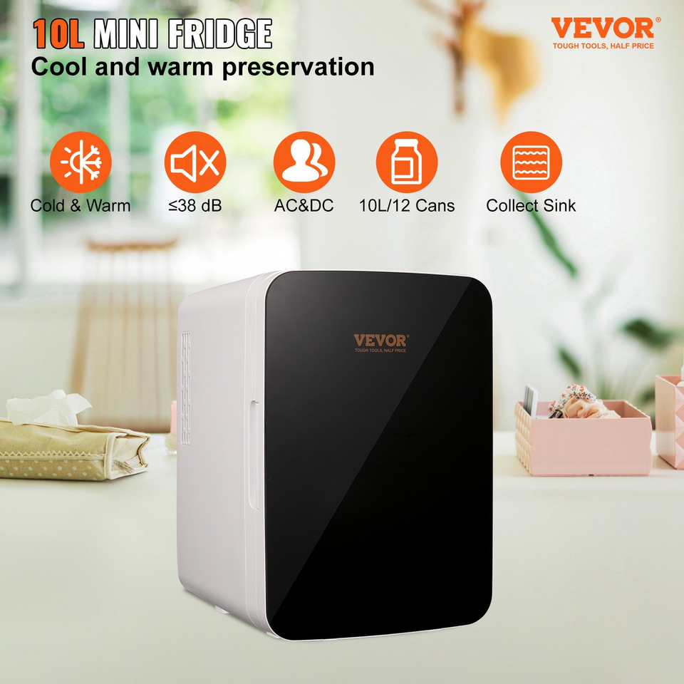 Vevor Mini Fridge for Bedroom, 10 Liter/12 Can Portable Fridges, Luxury ... - $75.95