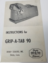 Grip A Tab 90 Dispenser Instructions Derby Sealers 1940 Pressure Sensiti... - £14.86 GBP