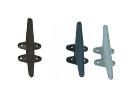 Scratch &amp; Dent Set of 3 Coastal Color Cast Iron Nautical Boat Cleat Wall Hooks - £19.35 GBP