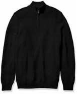 Chaps Men&#39;s Classic Fit Textured Quarter Zip Sweater, Black, S - £16.79 GBP