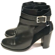 Topshop Womens Ankle Boots US 9.5 EUR 40 Black Leather Suede Buckle Heel... - £27.25 GBP