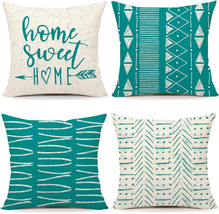 Spring Summer Modern Throw Pillow Covers 18 X 18 Inch Set of 4, Home Sweet Home - £20.37 GBP