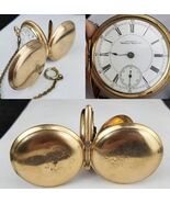 antique 18s pocket watch American Waltham 15j DOUBLE HUNTER 1883 Gold Filled - $6,439.31 MXN