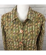 New Direction Womens Blouse Size Large Green Button Front Shirt - £11.65 GBP