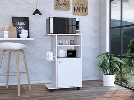 Napenthe White 1-Shelf Kitchen Cart w/ Casters | Storage &amp; Serve - $137.99