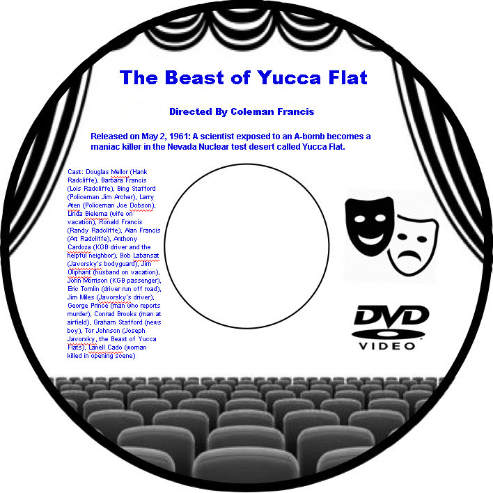 The Beast of Yucca Flat 1961 DVD Movie Horror Douglas Mellor Barbara Francis Bin