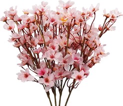 Uieke 4Pcs Artificial Cherry Blossom Flower, Silk Peach Flowers Fake Plants - £33.05 GBP