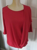 Lee Riders Shape Illusions 3/4 sleeve Draped Knit coral Top size L - £4.63 GBP