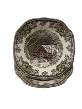 2 Johnson Bros the Friendly Village Soup Cereal Square Bowl Covered Brid... - $16.73