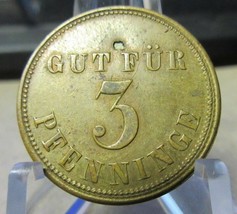 1865 OLD GERMAN TOKEN DEUTSCHE 3PFENNIG COIN GERMANY HOSTEL HERBERGE ZUR... - $345.00