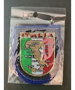 Vintage Woven Patch Italy Italia Map Lurex Metallic Blue Felt - $11.24