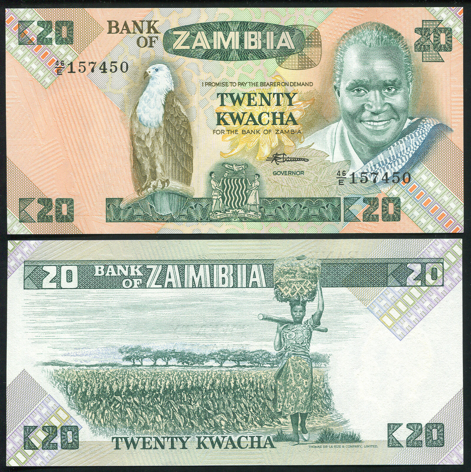 Primary image for Zambia 20 Kwacha. ND (1986) UNC. Banknote Cat# P.27e